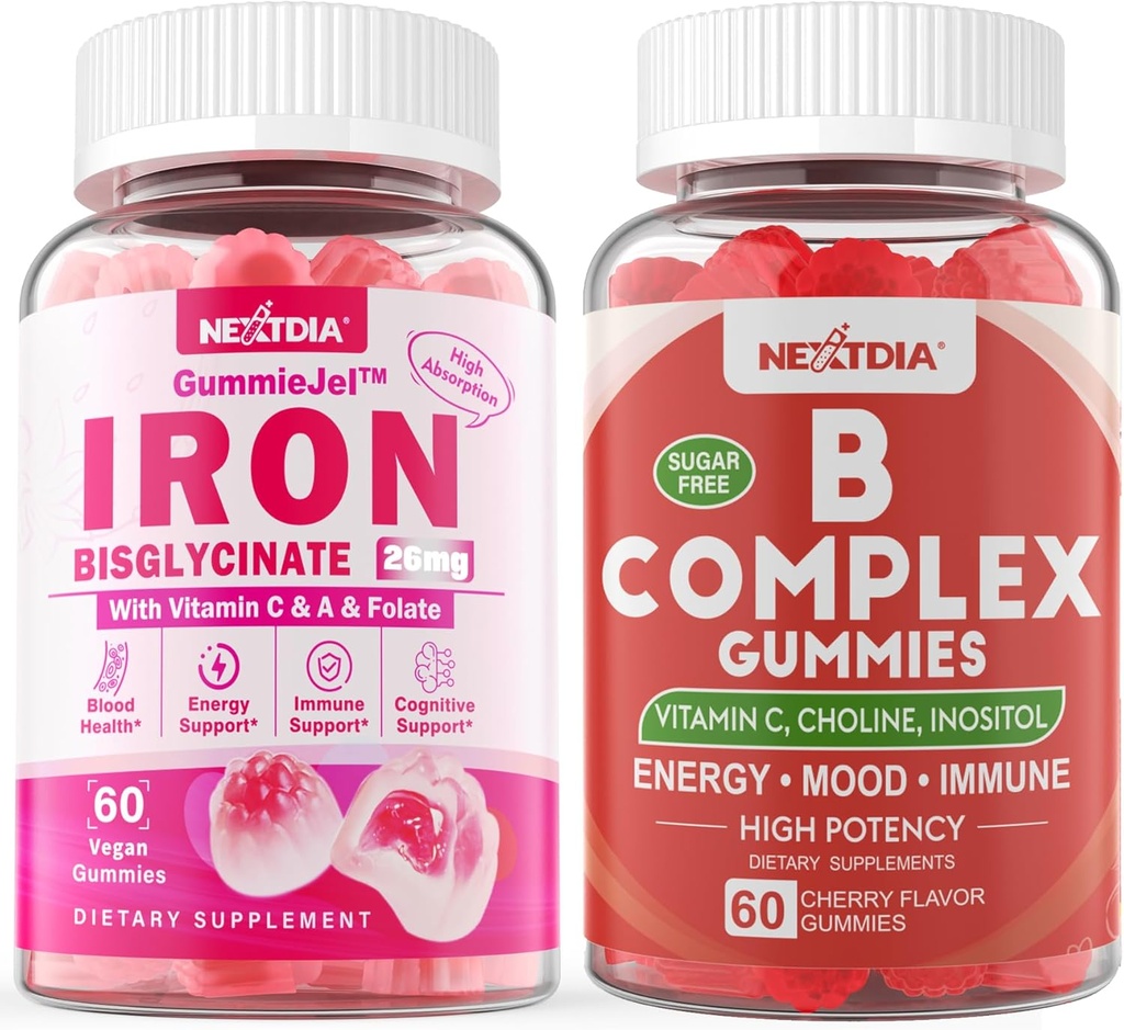 Complejo de vitamina B Gummies de hierro relleno 26 mg