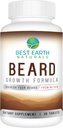 Mejores Naturales de la Tierra Crecimiento de la barba Fórmula para Hombre Vitaminas, Nutrientes, Biotina, Saw Palmetto y PABA para el Crecimiento del Pelo Facial 30 Cuenta