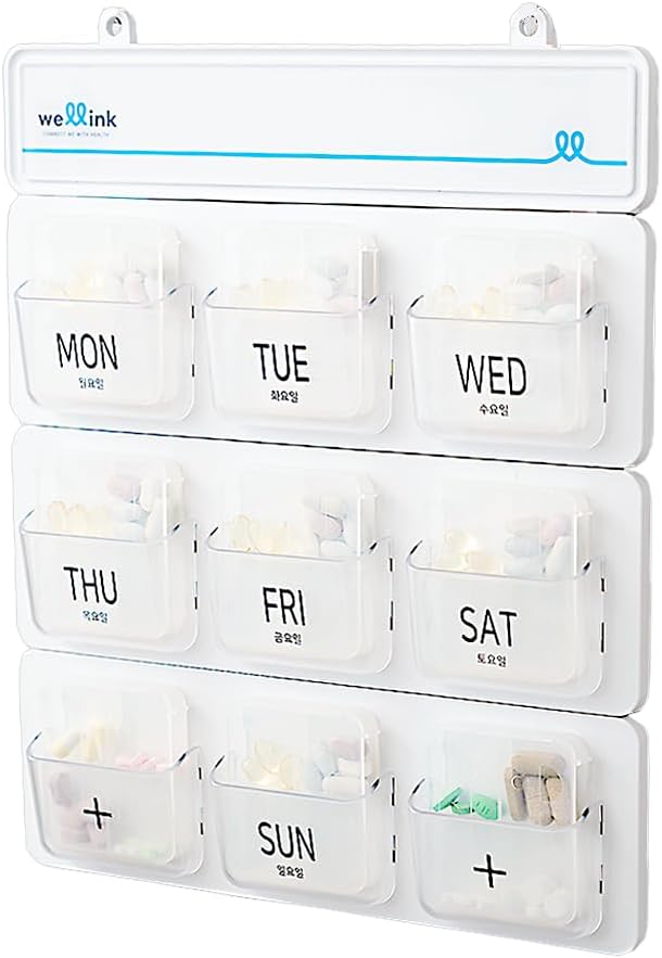 Organizador Mensual 28 Días Más 2 Días / 9 Pillbox con 4 compartimentos Dentro/puede ser Hung en una Muralla/Medicina Suplementos de aceite de vitaminas