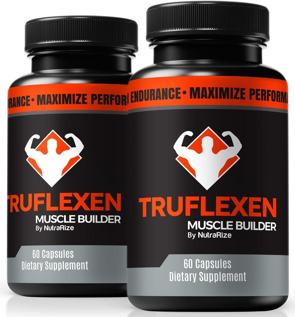 NutraRize (2 Pack) Truflexen Pills, Tru Flexen Muscle Builder, Suplemento Natural para apoyar Wellness general, Premium Performance Capsules, Official True Flexen Reviews (120 cápsulas)
