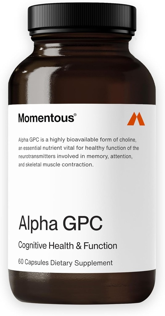 Momentous Alpha GPC Suplemento - Cognitive Health & Function Support - NSF certificado para el deporte - GMO- &amp; Gluten-Free - 60 servicios