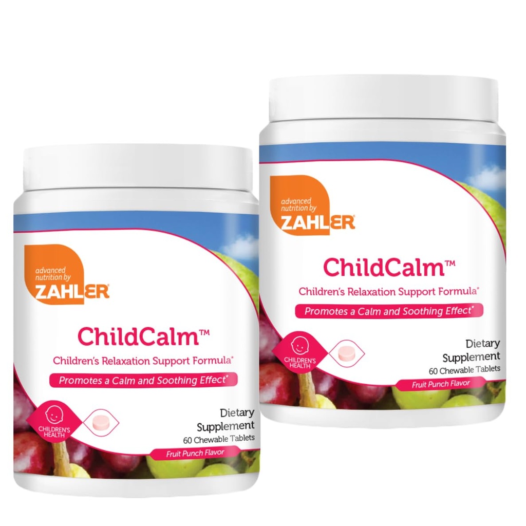 Zahler ChildCalm, Kosher Fruit Punch Magnesio Chewable para Niños - Calma Natural, Mood Support, y Relax - Calming Kids Magnesium Suplementos Niños Magnesium, (2 Pack)