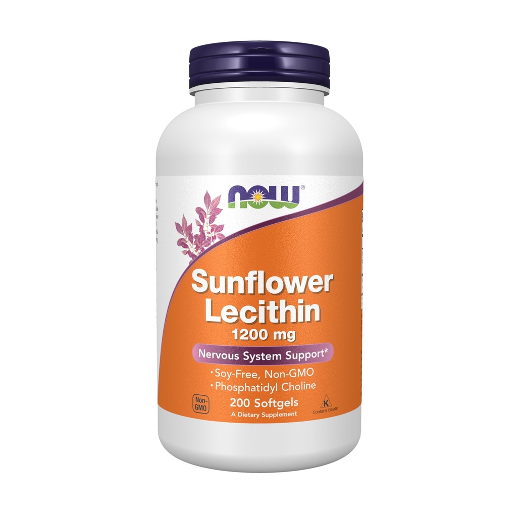 Now, Supplements, Sunflower Lecithin 1200 mg with Phosphatidyl Choline, 200 Count