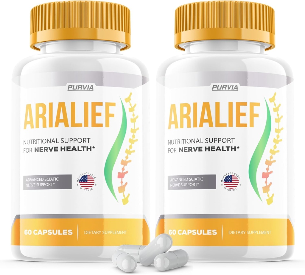 (2 Pack) Arialief Capsules Sciatica - Official Formula - Arialief Vitamin Supplement Advanced Strength Formula, Arialief Capsules Nutritional Support Maximum Strength Global Wellness (120 Capsules)
