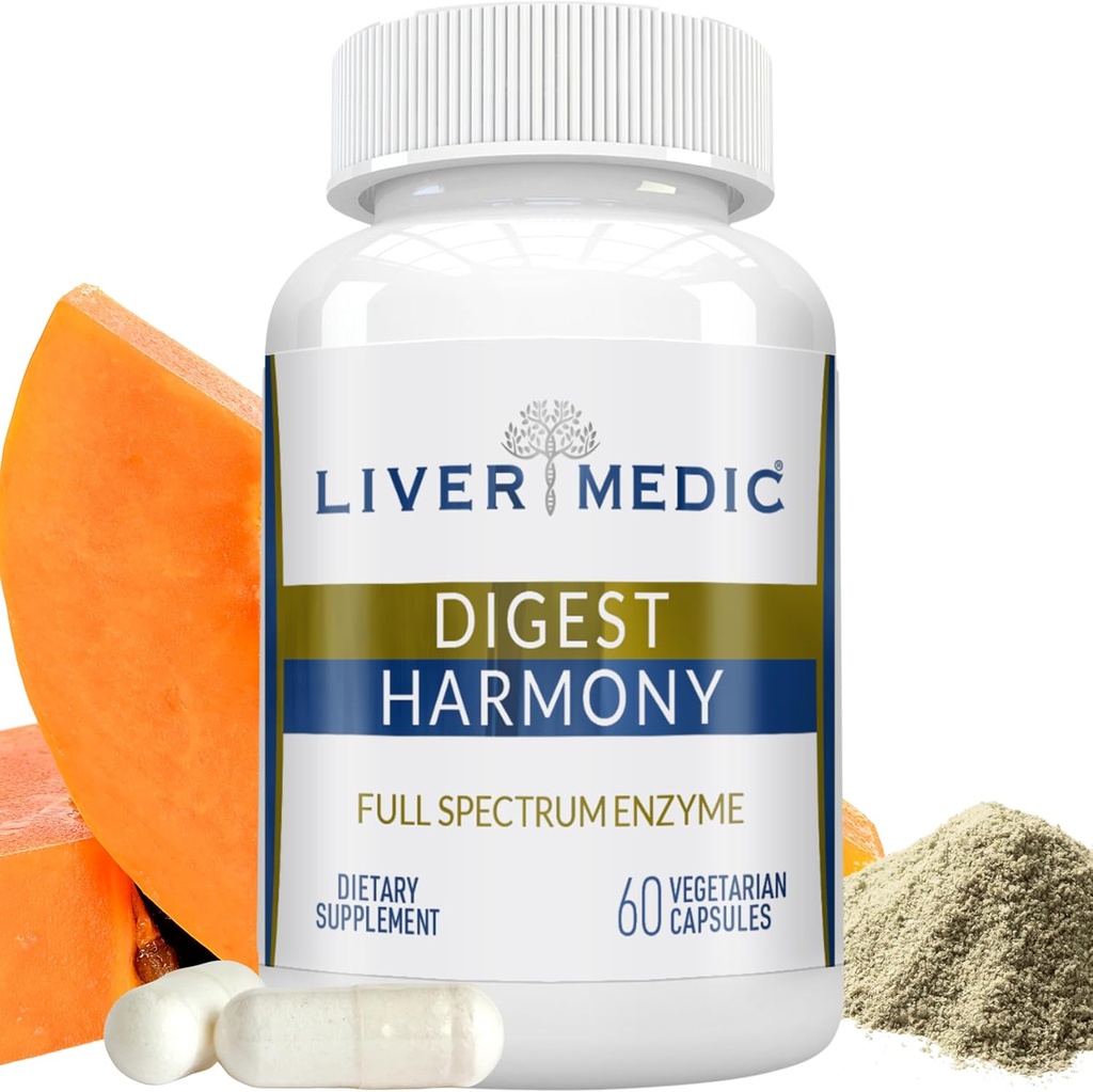 Digest Harmony Maximum Strength Digestive Enzymes Gluten Sensitivity Lipase, Protease, Cellulase, Aloe Vera for Gallbladder, Bloating Relief and Digestive Discomfort – 60 cápsulas