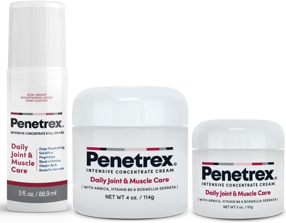Penetrex Joint &amp; Muscle Therapy Trio - Soothing Comfort for Back, Neck, Hands, Feet - Premium Whole Body, Rub with Arnica, Vitamina B6 MSM & Boswellia - 2oz, 3oz, 4oz