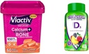Viactiv Calcium +Vitamin D3 Supplement Soft Chews, Caramel, 60 Chews - Calcium Dietary Supplement & Vitafusion Vitamin D3 Gummy Vitamins for Bone and Immune System Support, Peach, Blackberry