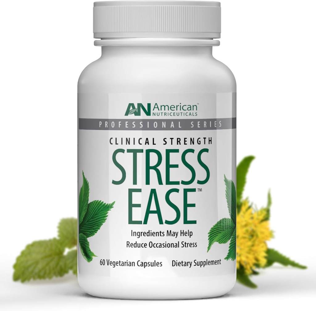 Vitality C American Nutriceuticals - Stress Ease - Theanine Stress Balance Supplement - for Calming, Mood Support, and Cortisol Reducer - Contains Senoril, Lemon Balm etc. (1-2 Month Supply)