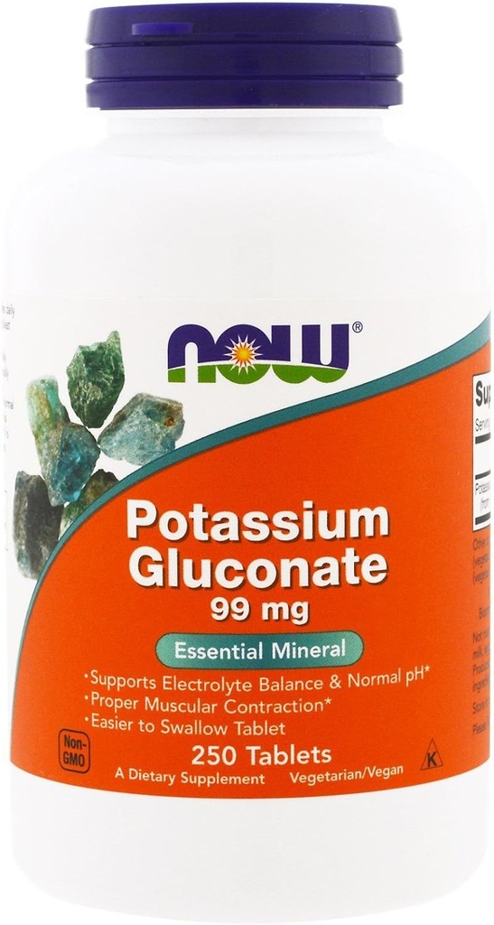 Ahora Alimentos Potasio Gluconato 99 Milligrams - 250 Tablets