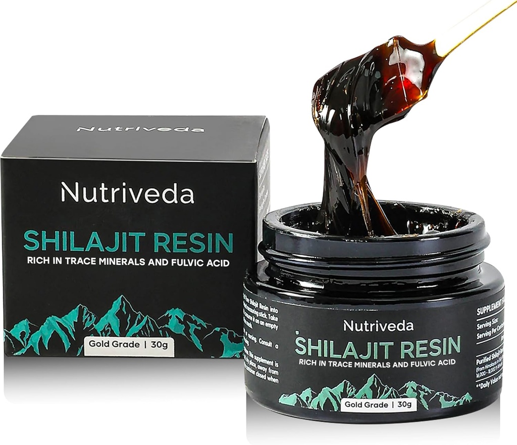 Premium Shilajit Resin 600mg - Gold Grade Himalayan Shilajit - Rich in Trace Minerals and Fulvic Acid for Energy and Immune Support - Third-Party Tested - 30g(Improved Taste, Less Bitter)