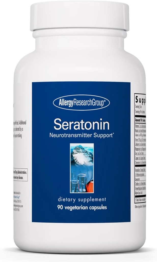 Allergy Research Group Seratonin Supplement - Serotonin Booster, Stress and Sleep Support, Serotonin Supplements for Men &amp; Women, Serotonin Pills - 90 Vegetarian Capsules