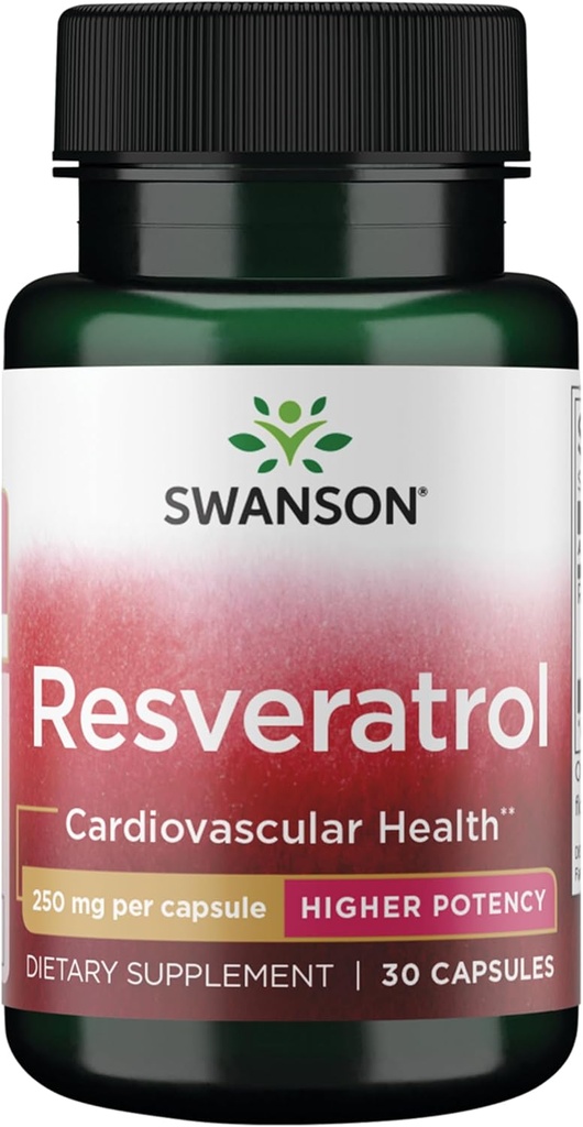 Swanson Resveratrol - Potency 250 Milligrams 30 Capsules(1 Pack)
