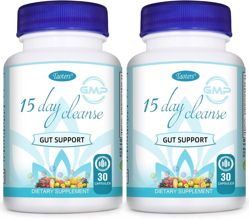 15 Day Cleanse Gut Support 2 Pack ← Colon Broom, Detox Suplemento con Senna, Cascara Sagrada " Psyllium Husk, para Hombres y Mujeres