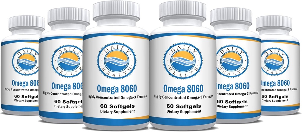 Omega 8060 2400mg Omega 3 Fish Oil Joint Health Suplemento 60 softgel - 6 Month Supply - 6pk