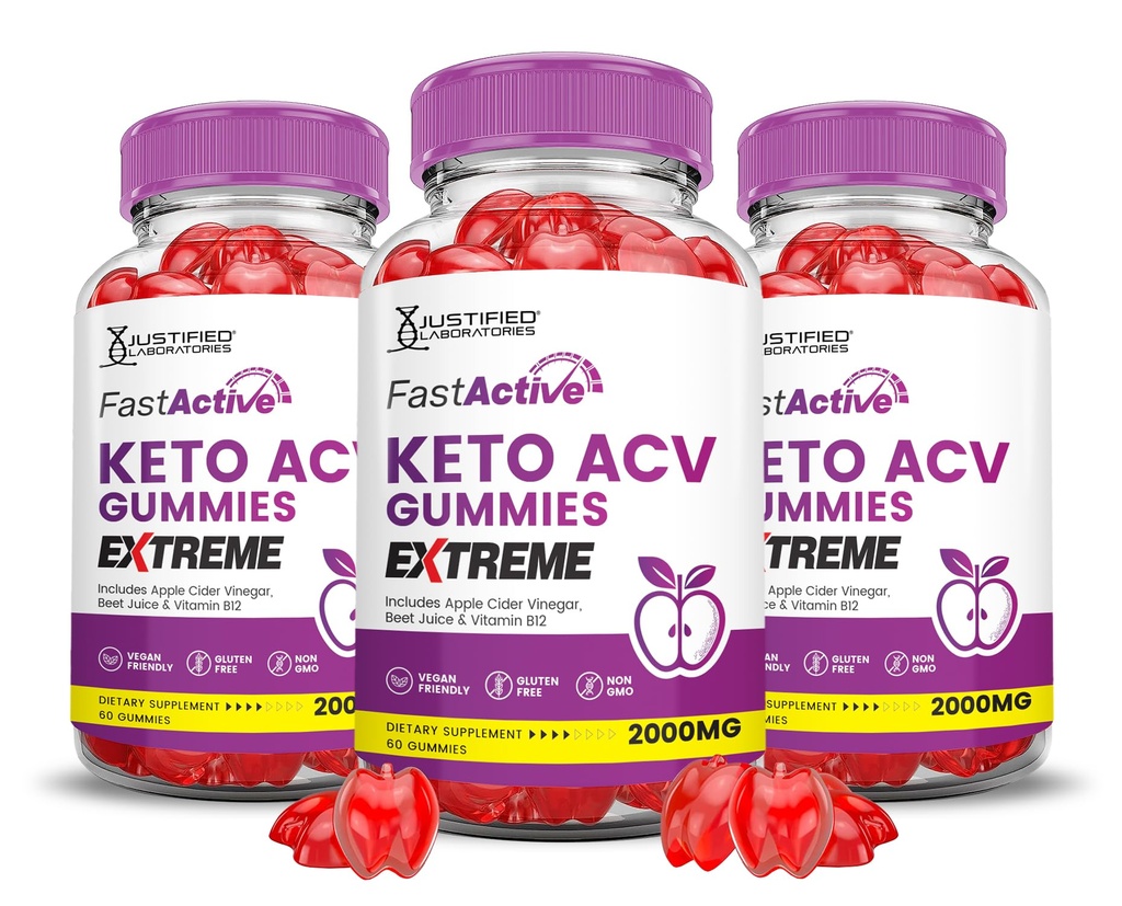 (3 Pack) Fast Active Keto ACV Gummies Extreme 2000MG Fastactive Keto Gummies Apple Sider Vinegar Formulado con Pomegranate Beet Juice Powder B12 Vegan Non GMO 180 Gummys