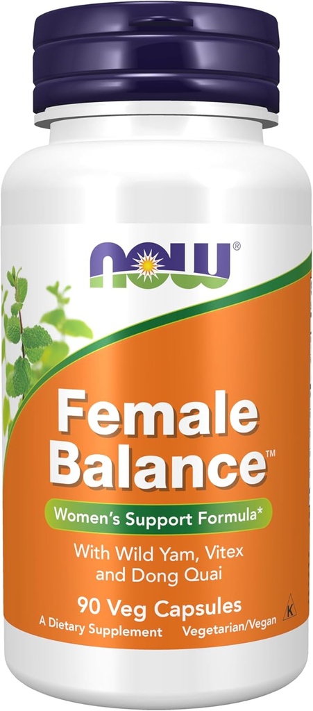 NOW Foods Supplements, Female Balance™ with Wild Yam, Vitex, Dong Quai, GLA, Vitamin B-6 and Folate, 90 Capsules