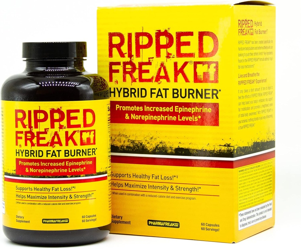 Pharmafreak Ripped Freak | Thermogenic & Metabolic Support | Energy & Focus for Training | Green Tea, Green Coffee & Plant Extracts | 60 Vegan Capsules