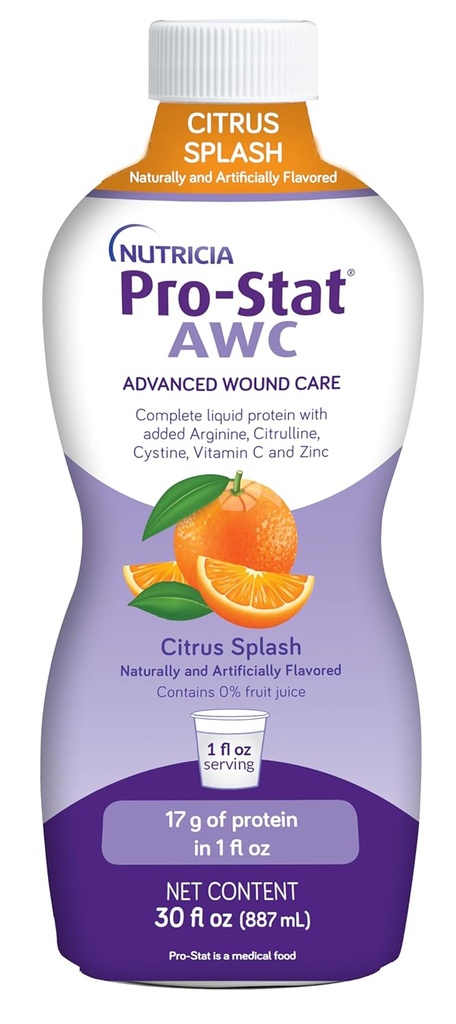 Pro-Stat Advanced Wound Care (AWC), Concentrated Liquid Protein Medical Food - Citrus Splash Punch Flavor, 30 Fl Oz botella