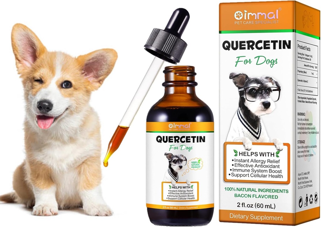 Quercetina para perros, Perros Quercetina Suplemento, Quercetina con Vitamina C para Perros, Quercetina para Perros Alergias, Apoyo Sistema Equilibrado Anti Itch Apoyo