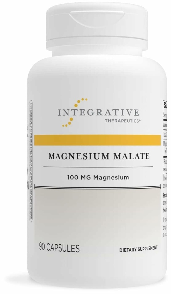 Terapéutica Integrativa Magnesium Malate - Suplemento Magnesio para Metabolismo Celular Soporte* - Soportes Bone Health &amp; Muscle Function* - Gluten-Free &amp; Dairy-Free - 90 cápsulas (90 piezas)