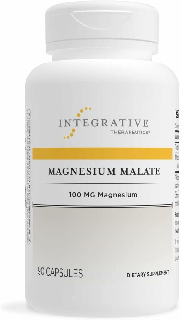 Terapéutica Integrativa Magnesium Malate - Suplemento Magnesio para Metabolismo Celular Soporte* - Soportes Bone Health &amp; Muscle Function* - Gluten-Free &amp; Dairy-Free - 90 cápsulas (90 piezas)
