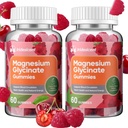Magnesio Glycinate Gummies 400mg, Suplemento de Magnesio Libre de Azúcar w/Ashwagandha, Zinc, Magnesio Vegano Glycinate Suplemento para Adultos - 120 Cherry Gummies