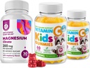Vitamina C Gummies 120 cuentan para niños &amp; adultos 240 mg y Magnesio 200 mg Gummies - Immune Support Vitaminas Gummy de bajo azúcar para niños pequeños con cerdas calmas de magnesio para niños y adultos sin azúcar
