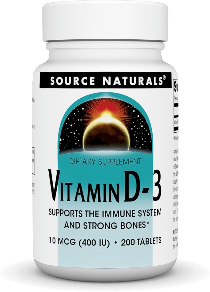 Fuente Naturales Vitamina D-3 400 UI 200 tabletas