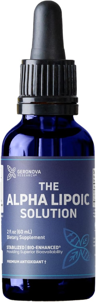 Geronova Investigación La Solución Alfa Lipoica, 2 fl oz - 2 Month Supply - Acid lipoico alfa estabilizado líquido para la biodisponibilidad superior - Suplemento ALA con absorción rápida