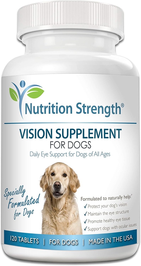 Cuidado de los ojos para perros Suplemento de visión diaria con Lutein, Zeaxanthin, Astaxanthin, CoQ10, Antioxidantes de mora, Vitamina C, Vitamina E Apoyo para los problemas de los ojos de los perros, 120 Tablas Chewable