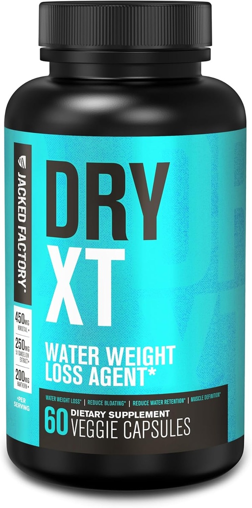 Píldoras de agua diurética de la fábrica de Jacked Dry-XT - Suplemento natural TEN reduce la retención de agua " Bloating ¦ Dandelion Root Extracto, Potasio, 7 Más potentes ingredientes - 60 cápsulas de verduras