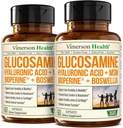 Sulfato de Glucosamina con ácido hialurónico, Boswellia, Black Pepper & MSM Suplemento – 5-en-1 Suplementos Conjuntos para Hombres y Mujeres – Salud Conjunta, Movilidad & Bone Strength – FSA Eligible 2 Pack