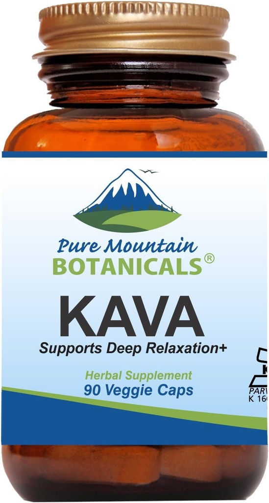 Pure Mountain Botanicals Kava Kava Capsules - 90 Kosher Vegan Caps con 400mg Wild Vanuatu Kava Extract