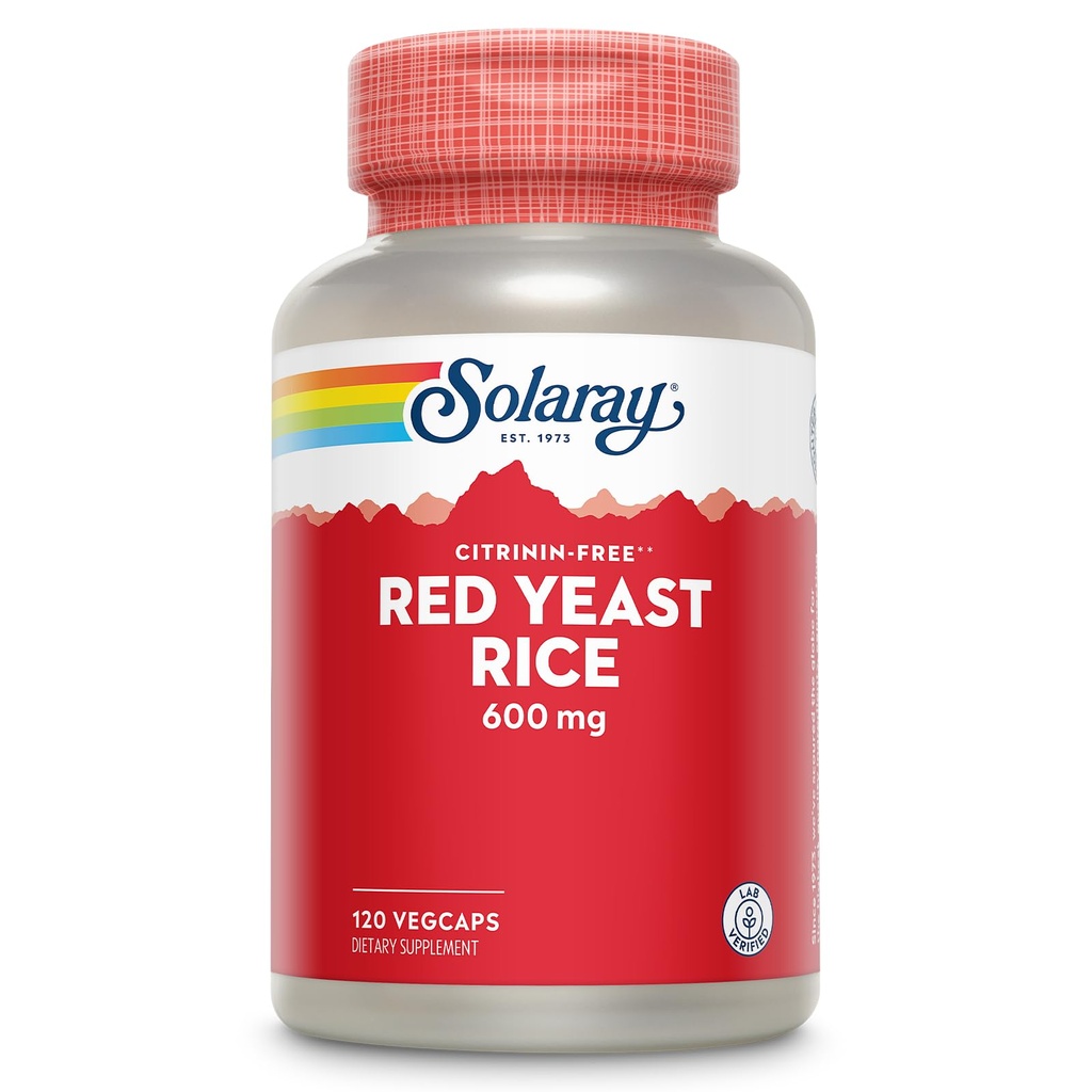 SOLARAY Red Yeast Rice 600mg System Support, Non-Irradiated & No Citrinin, Lab Verified, 120 VegCaps