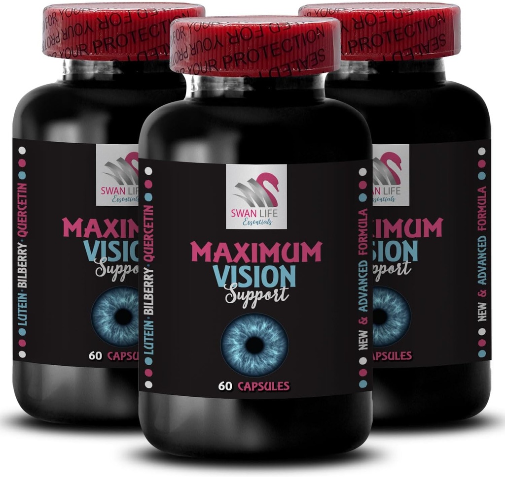 Soporte de ojos - EYE VISION SUPPLEMENT - La claridad de lentes, Afilador de enfoque, escenas brillantes, Afilado de ojos, vista cristalina, impulso visual, apoyo de enfoque, visión más clara, ventaja focal 3 Botella 180 Caps