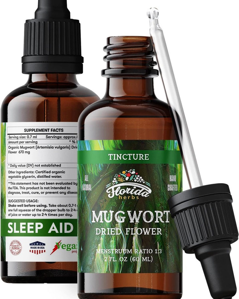Mugwort Extract Liquid Drops – Relajación Orgánica, Sleep Support Drops – Natural Mugwort Tincture - Made in USA - 2 Fl Oz