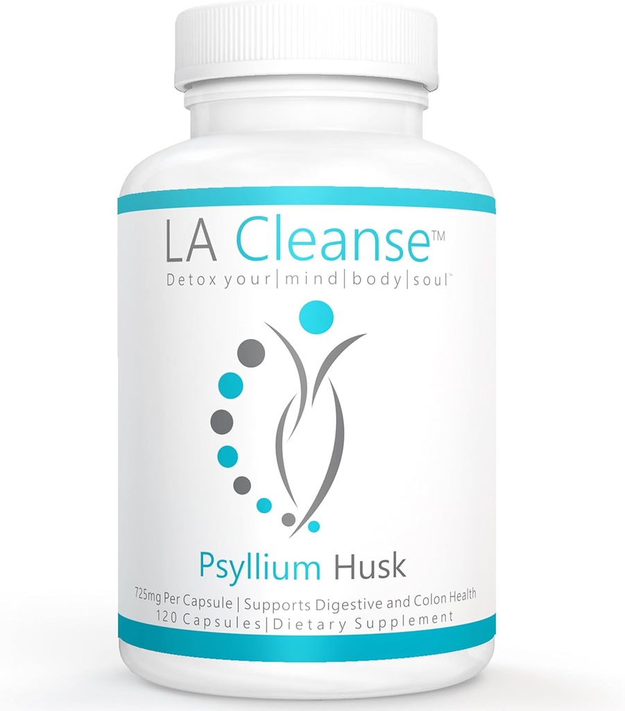 Psyllium Husk Suplemento de fibra capsulas - 120 Conde - 725mg Psyllium Husk cápsulas para la salud digestiva completa y la gestión de peso - Suplementos dietéticos esenciales