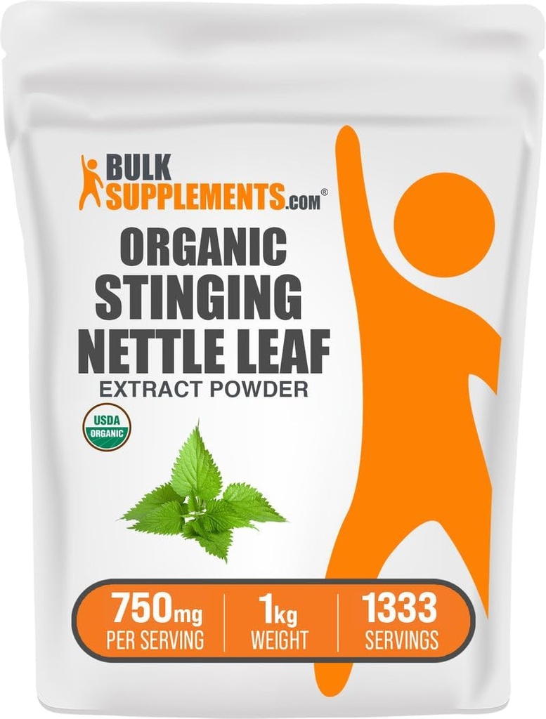 BulkSupplements.com Extracto de Nettle Stinging Ecológico - Extracto de Hoja, Suplemento Herbal - Vegan & Gluten Free, 750mg por Serving, 1kg (2.2 lbs) (Pack of 1)