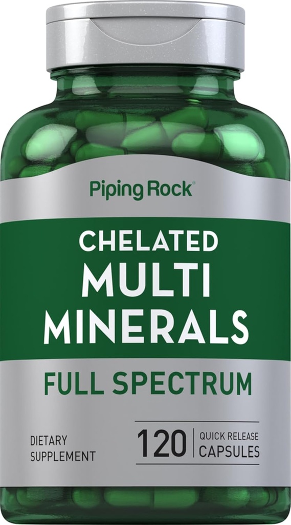 Piping Rock Mega Multi Mineral Chelated Suplemento Silencio 120 Capsules Silencio para Hombres y Mujeres