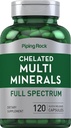 Piping Rock Mega Multi Mineral Chelated Suplemento Silencio 120 Capsules Silencio para Hombres y Mujeres
