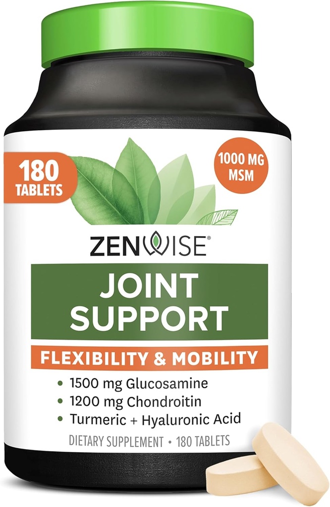 Zenwise Health Joint Support Supplement with Glucosamine Chondroitin MSM, Curcumin & Sulfate - Joint Health for Women ' Men - Mobility & Flexibility Support for Knee, Cartilage & Bone - 180 Count