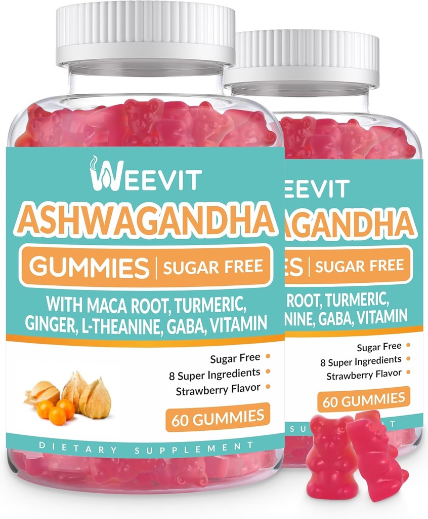 Ashwagandha Gummies with Vitamin D for Women ' Men, Ashwagandha Gummy with Maca Root Powder ← Orgánica Ashwa Gummies for Boost Energy