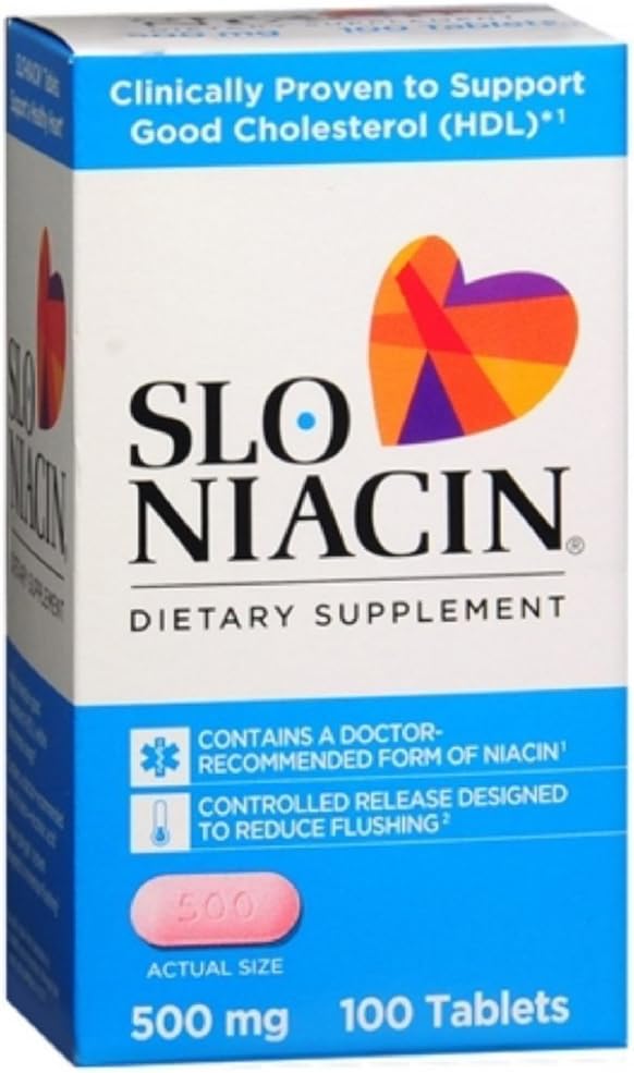 Slo-Niacina 500 mg Tabletas 100 Tabletas (Pack of 3)
