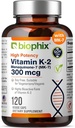biofijo Vitamina K2 MK-7 300mcg, 120 cápsulas veganas – Suplemento de alta potencia para la fuerza ósea y la salud inmune