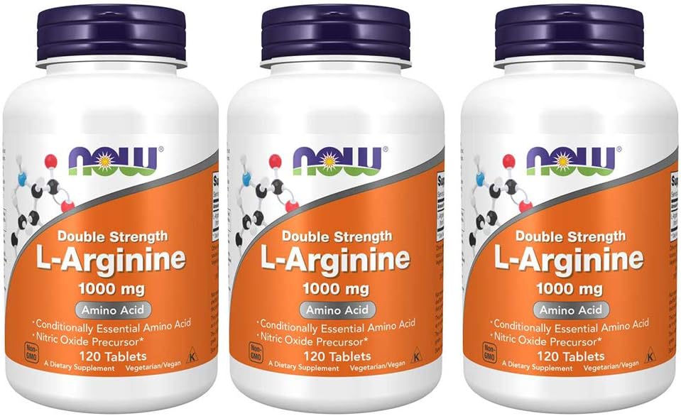 Now Foods L-Arginine 1000mg, 120 Tablets (Pack of 3)
