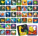 Hebayy 36 Pareja Animal Matching Memory Game Flash Cards for Toddlers, Preschool, Kindergarten and Home. Erasable, Fun &amp; Fast, Travel Friendly, Skill Building. Tamaño 2” x 2”(5 x 5 cm)