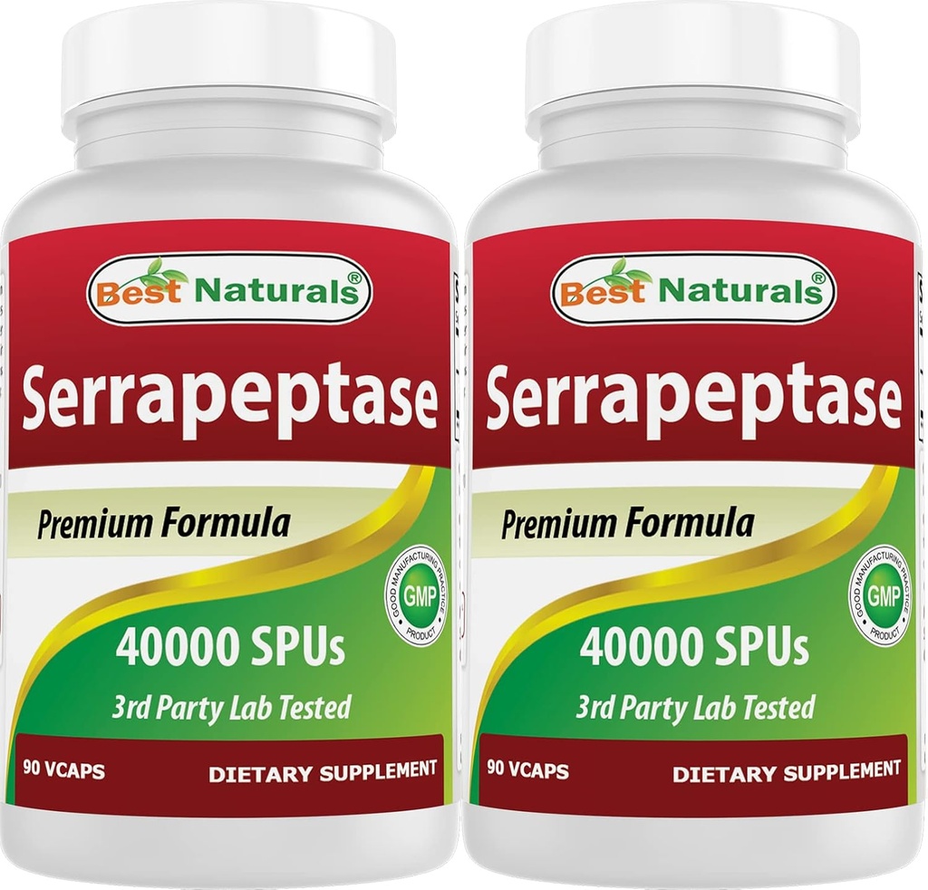 Mejores Naturales Serrapeptase 40000 SPU 90 Vcaps (90 Cuenta (Pack of 2))