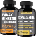 NooMost Authentic Korean Red Panax Ginseng + Organic Ashwagandha con Ginkgo Biloba &amp; Black Pepper