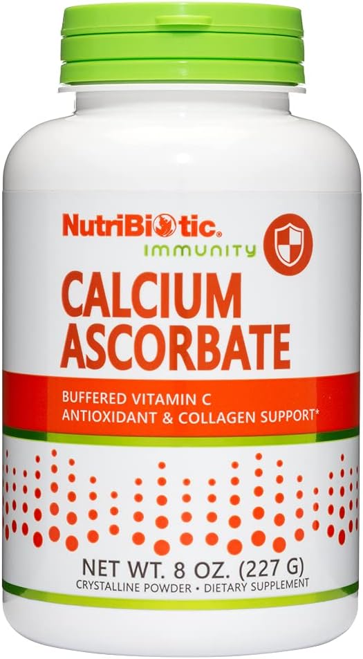 NutriBiotic - Calcium Ascorbate Vitamin C Powder, 8 Oz tóxico Essential Antioxidant &amp; Collagen Supplement Buffered with Calcium TEN Non Acidic &amp; Easier on Digestion than Ascorbic Acid TEN Gluten &amp; GMO Free