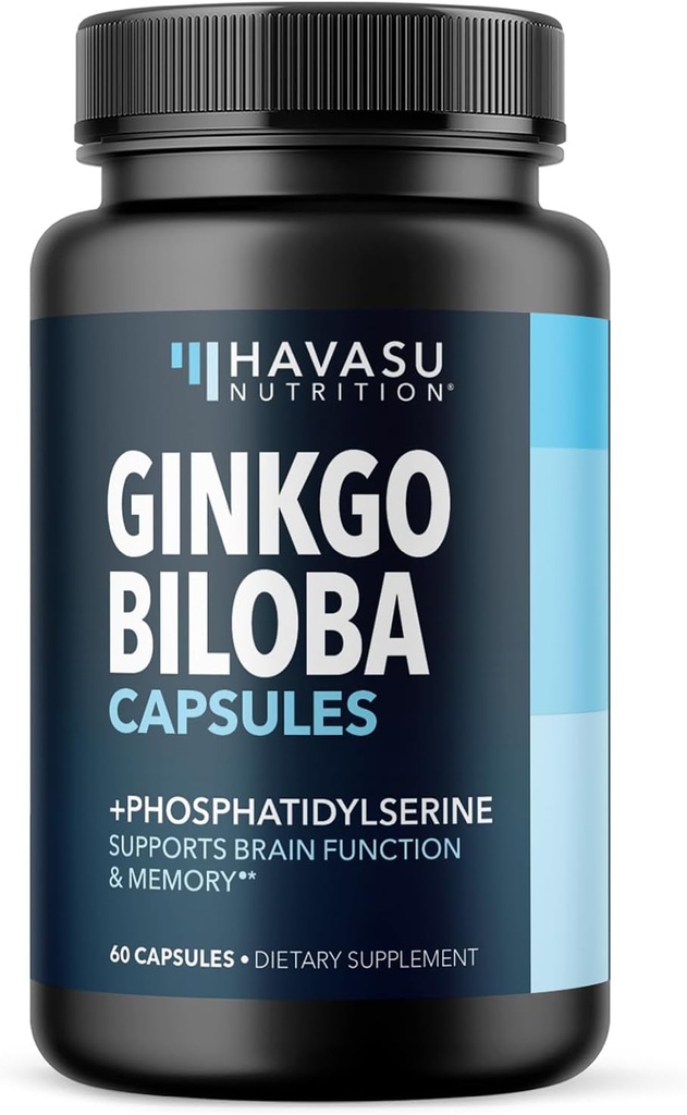 Ginkgo Biloba 120mg con Phosphatidylserine - Suplemento Nootropic Brain Health, Memory y Focus - Apoyo Función Cognitiva, Claridad Mental y Alerta - 60 cápsulas no transgénicos, 2 Month Supply
